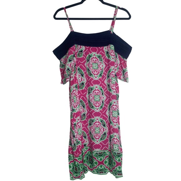 NWT $76 Crown & Ivy Off Shoulder Dress Womens Size 2XL Smocked Lightweight Casua - Picture 1 of 10